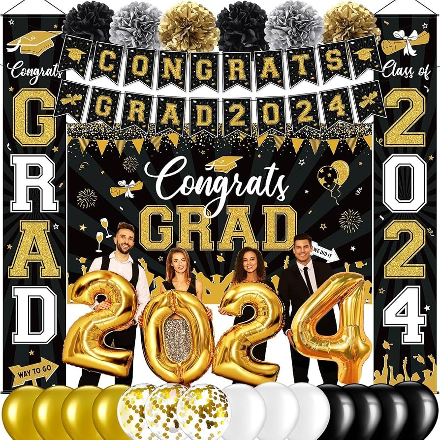 Graduation Decorations Class of 2024, Graduation Party Decorations Set Include Congrats Grad 2024... | Amazon (US)