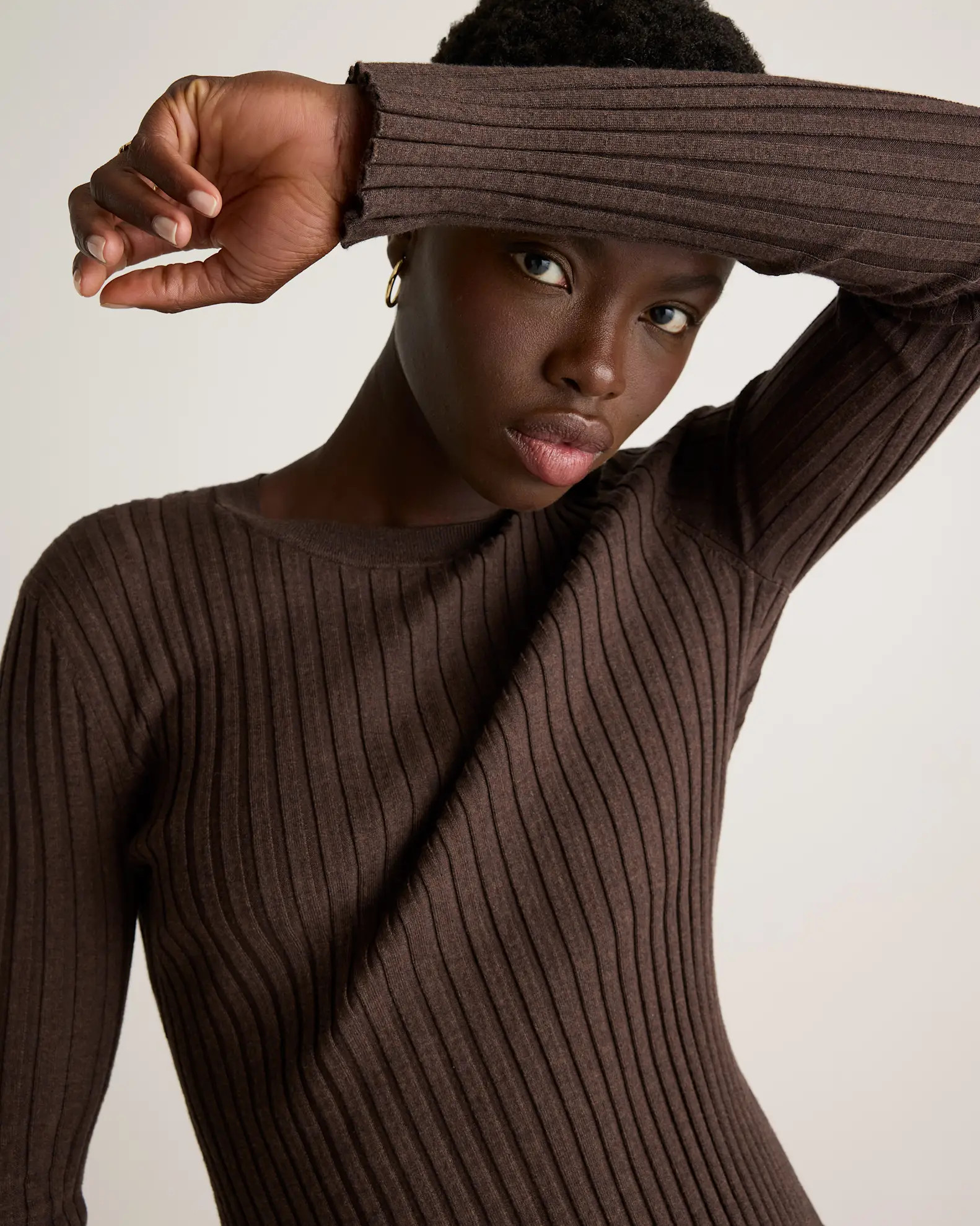 Cotton Cashmere Ribbed Long Sleeve Sweater | Quince