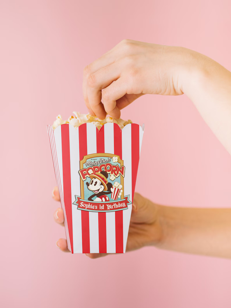 Mickey Popcorn Label, Main Street Popcorn, Mickey Birthday, Magical Party Decoration, Digital Fil... | Etsy (US)