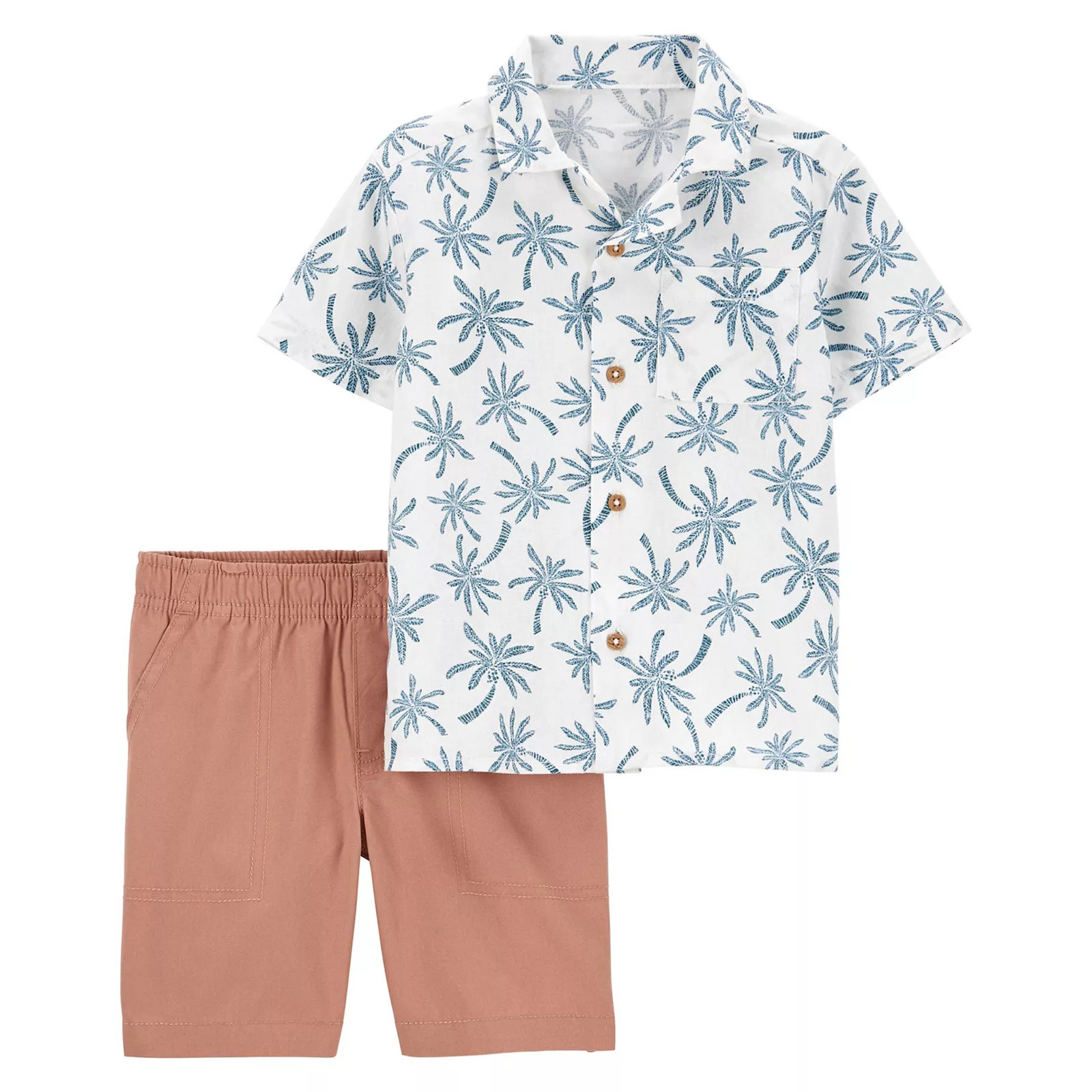 Toddler Boy Carter's Palm Tree Button-Front Shirt & Shorts Set | Kohl's