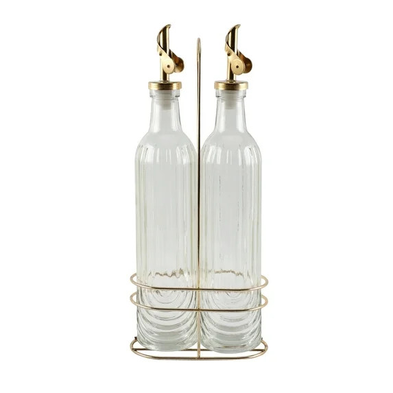 Cook with Color Glass Olive Oil and Vinegar Dispenser Bottles, Cruet Set with Caddy | Walmart (US)