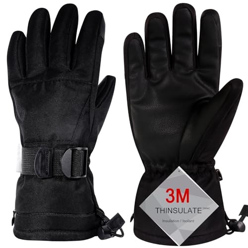 Odtmger Ski Gloves, Winter Gloves,Winter Waterproof Ski Gloves, Warm and Breathable Snow Gloves, Suitable for Outdoor Sports of Boys and Girls in Cold Winter （Full Black,S） | Amazon (US)