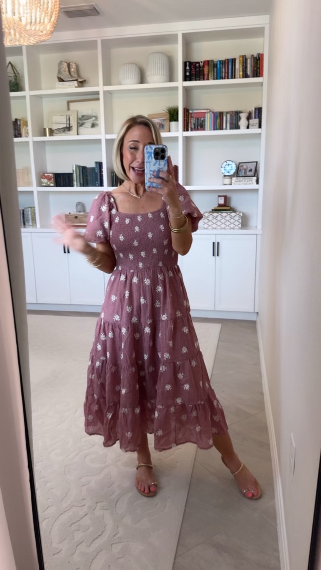 Spring Haul - not-so-rapid unboxing… part 1 (and it’s ALL ON SALE!)  Embroidered Floral Smocked Bubble Sleeve Midi Dress - size XS. 35% off. 

#LTKSeasonal#LTKOver40#LTKSaleAlert 

 