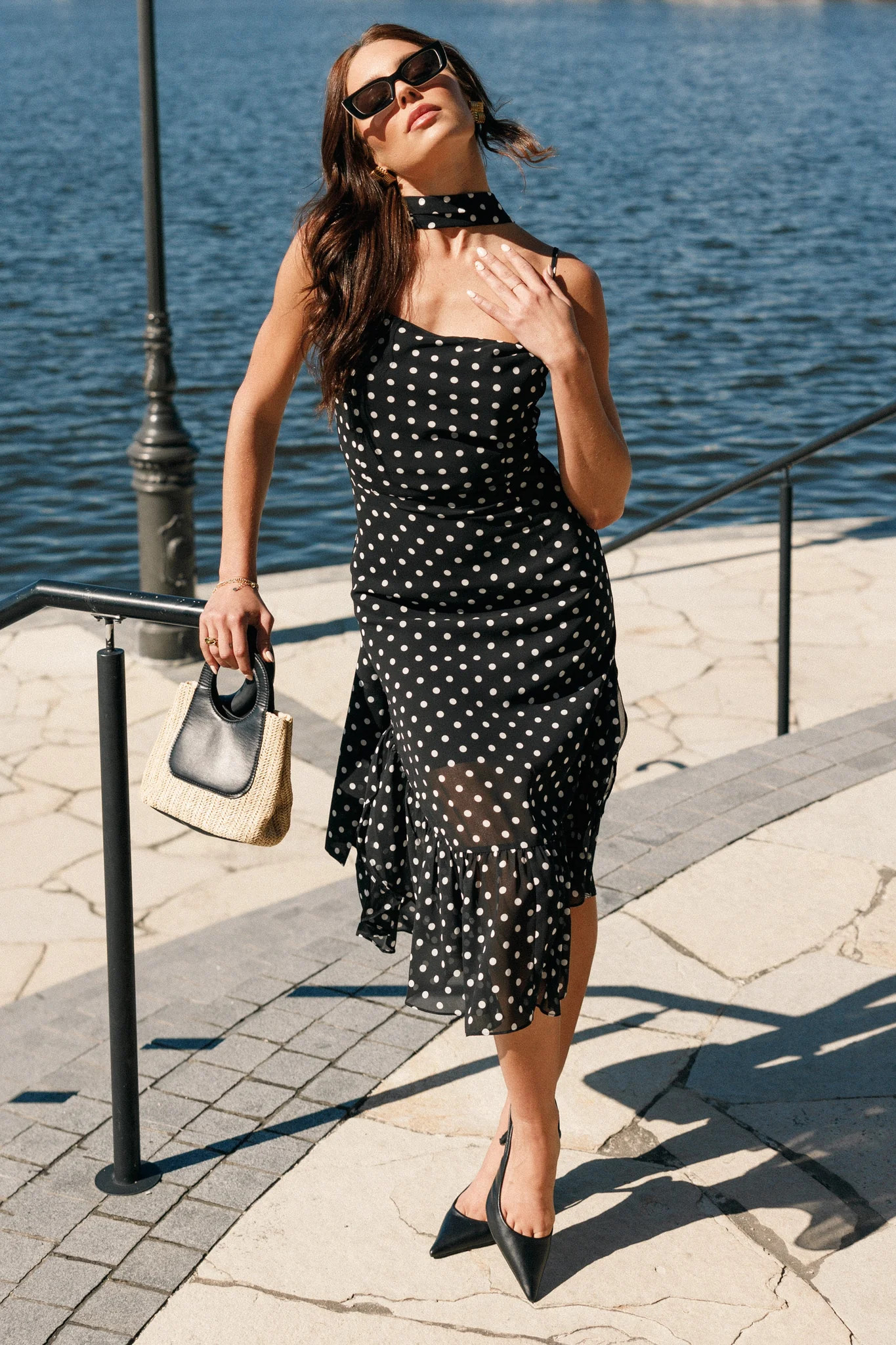 Francesca Midi Dress - Black Polka Dot | Petal & Pup (US)