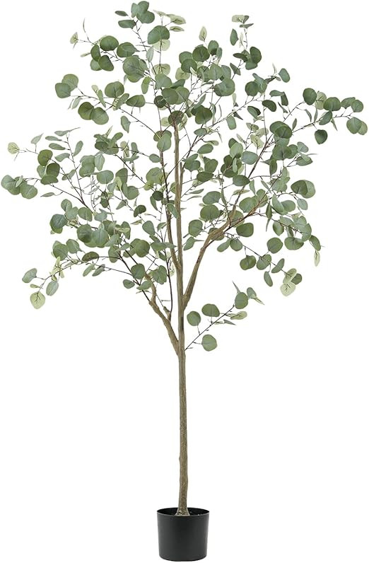 JUSTOYOU 6ft Tall Artificial Eucalyptus Tree, Faux Eucalyptus Plants, Modern Large Fake Plant Dec... | Amazon (US)