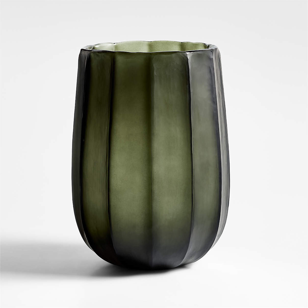 Renata Large Dark Green Glass Vase 11" | Crate & Barrel | Crate & Barrel