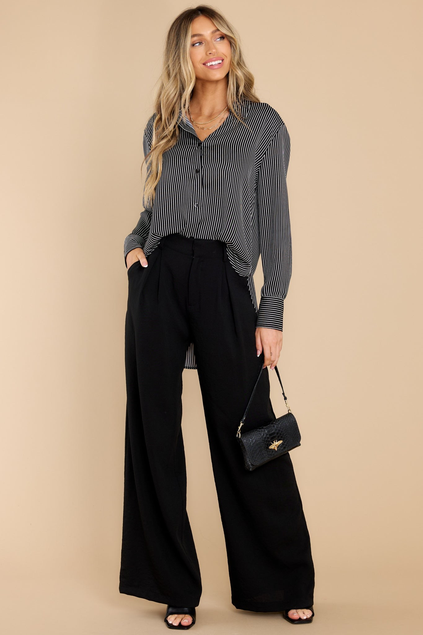 Having A Moment Black Pants | Red Dress 