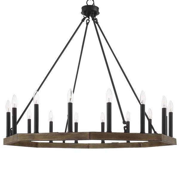 Nickolai 16 - Light Candle Style Wagon Wheel Chandelier | Wayfair North America