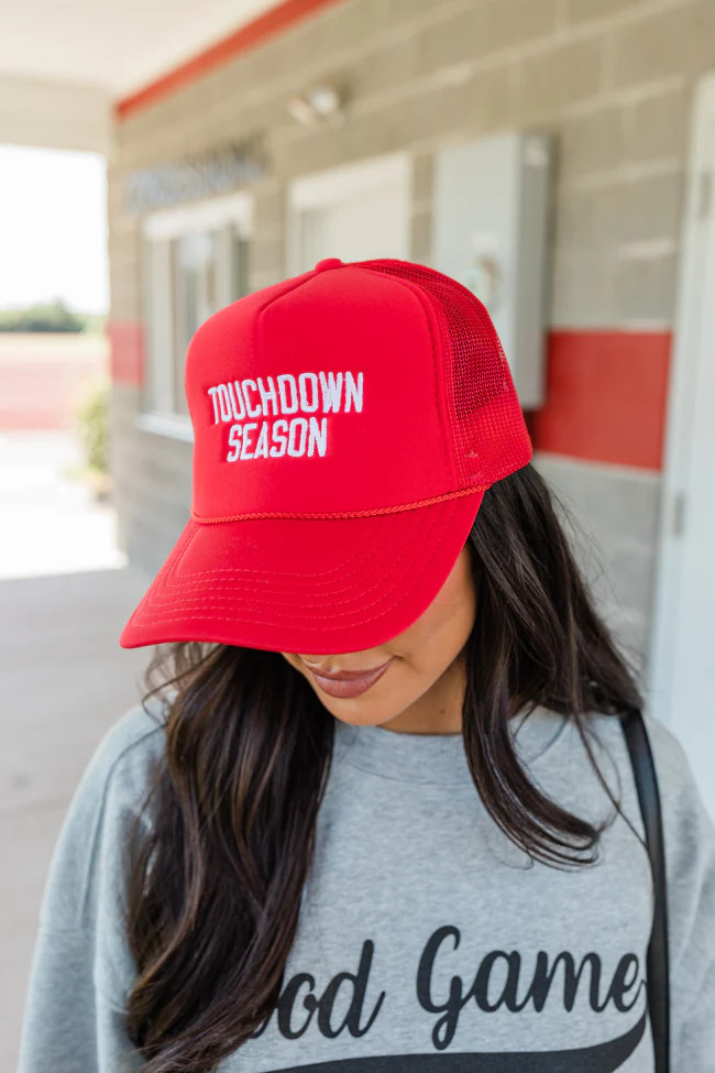 Touchdown Season Red Trucker Hat | Pink Lily