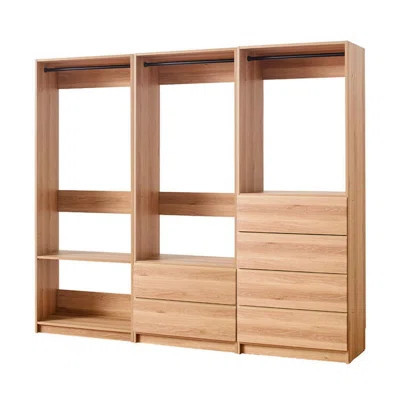 Oak Freestanding Walk in Wood Closet System for Warm and Functional Closet Room Design | Wayfair North America