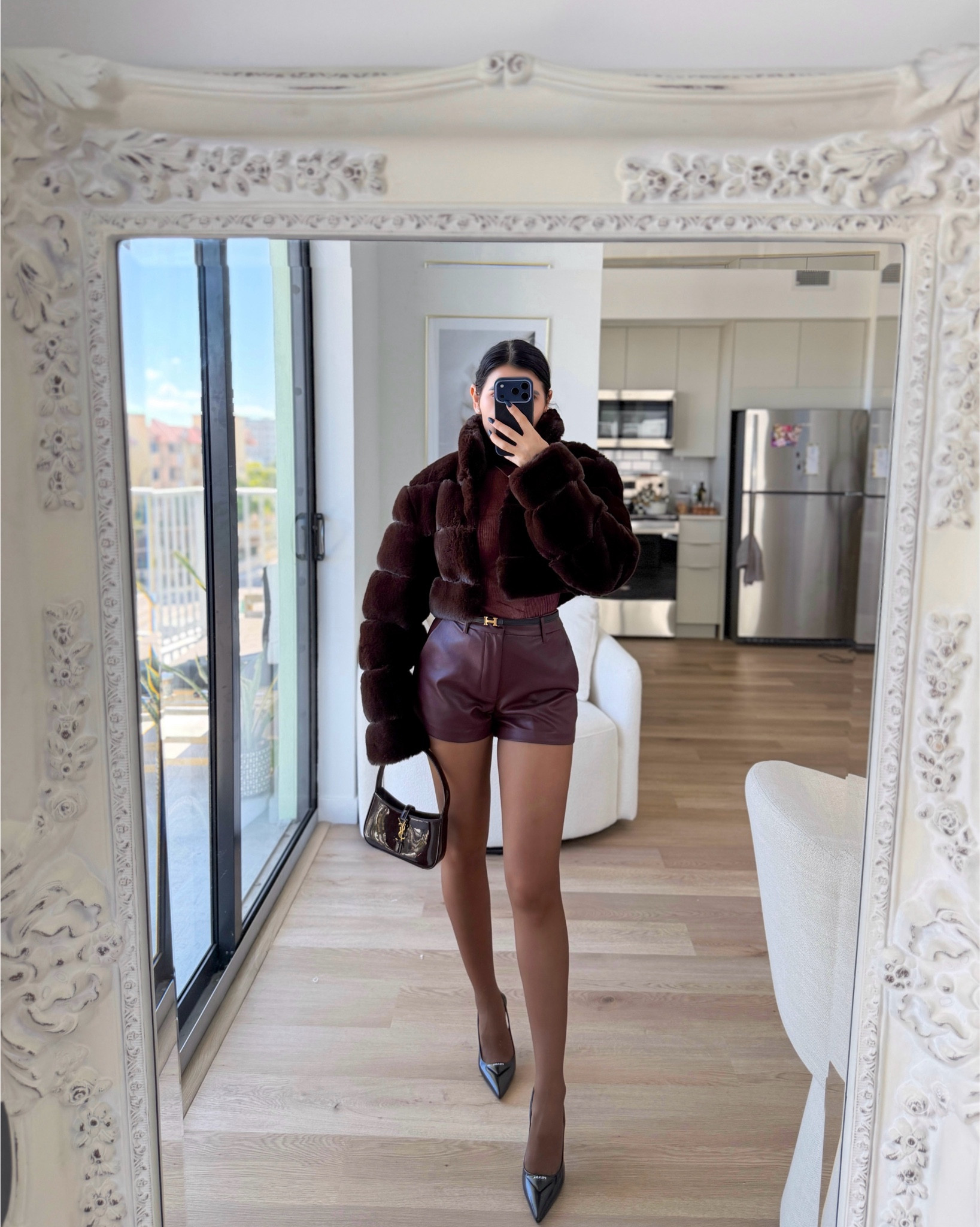 Brown faux fur cropped jacket coat and faux brown leather shorts 

#LTKootd #LTKSeasonal #LTKFindsUnder100