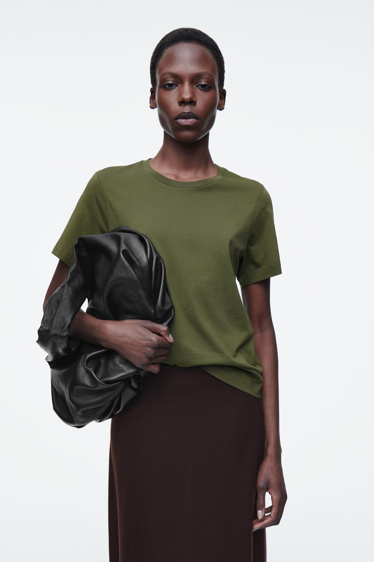 CREW-NECK COTTON T-SHIRT - DARK KHAKI | COS | COS UK