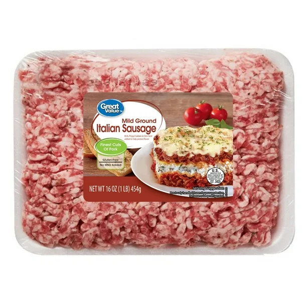 Great Value Mild Ground Italian Sausage, Gluten Free, No MSG Added, 1 lb (Fresh) - Walmart.com | Walmart (US)