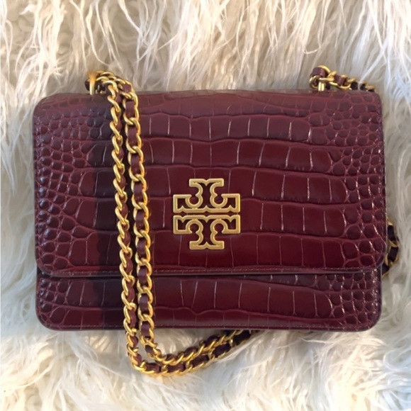 Tory Burch Britten Croc small adjustable shoulder bag | Poshmark