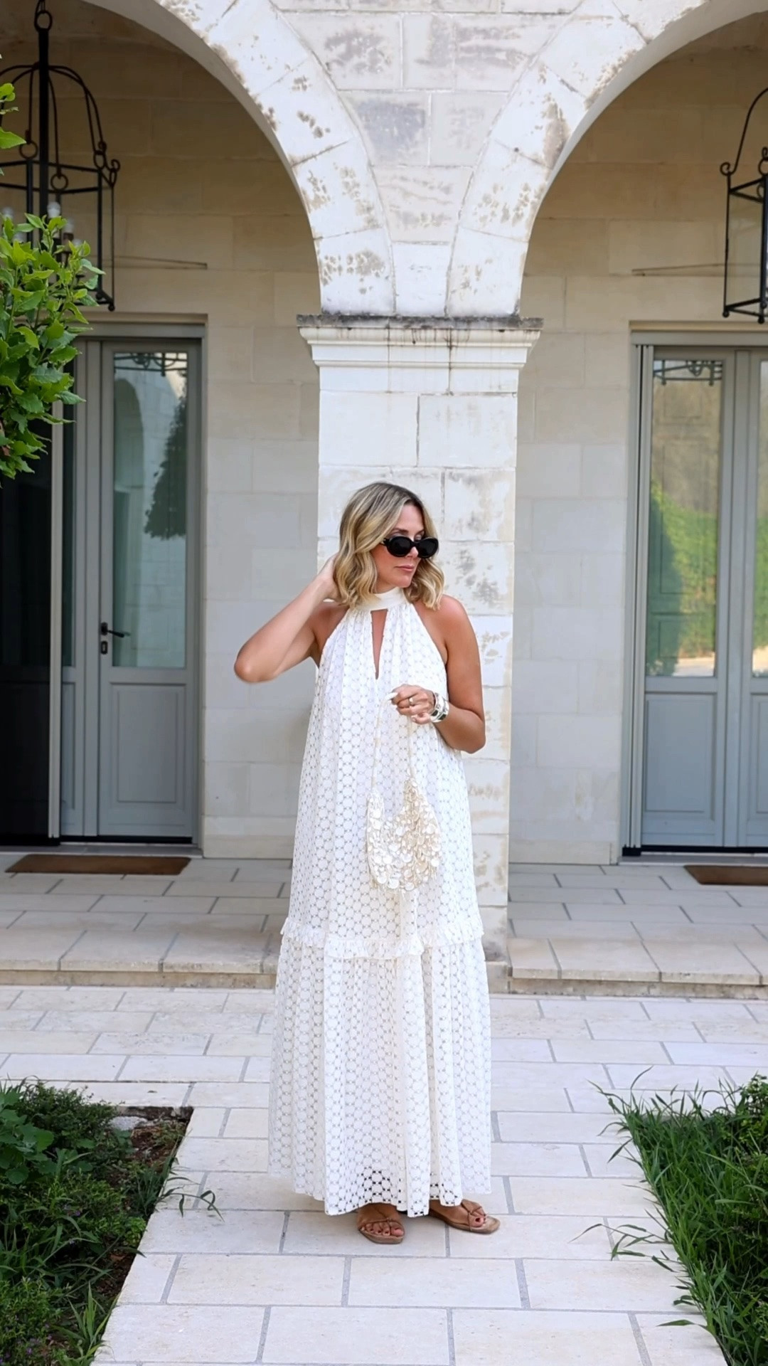 White floaty holiday dress. White maxi, shell bag, summer outfit

#LTKuk #LTKsummer #LTKeurope