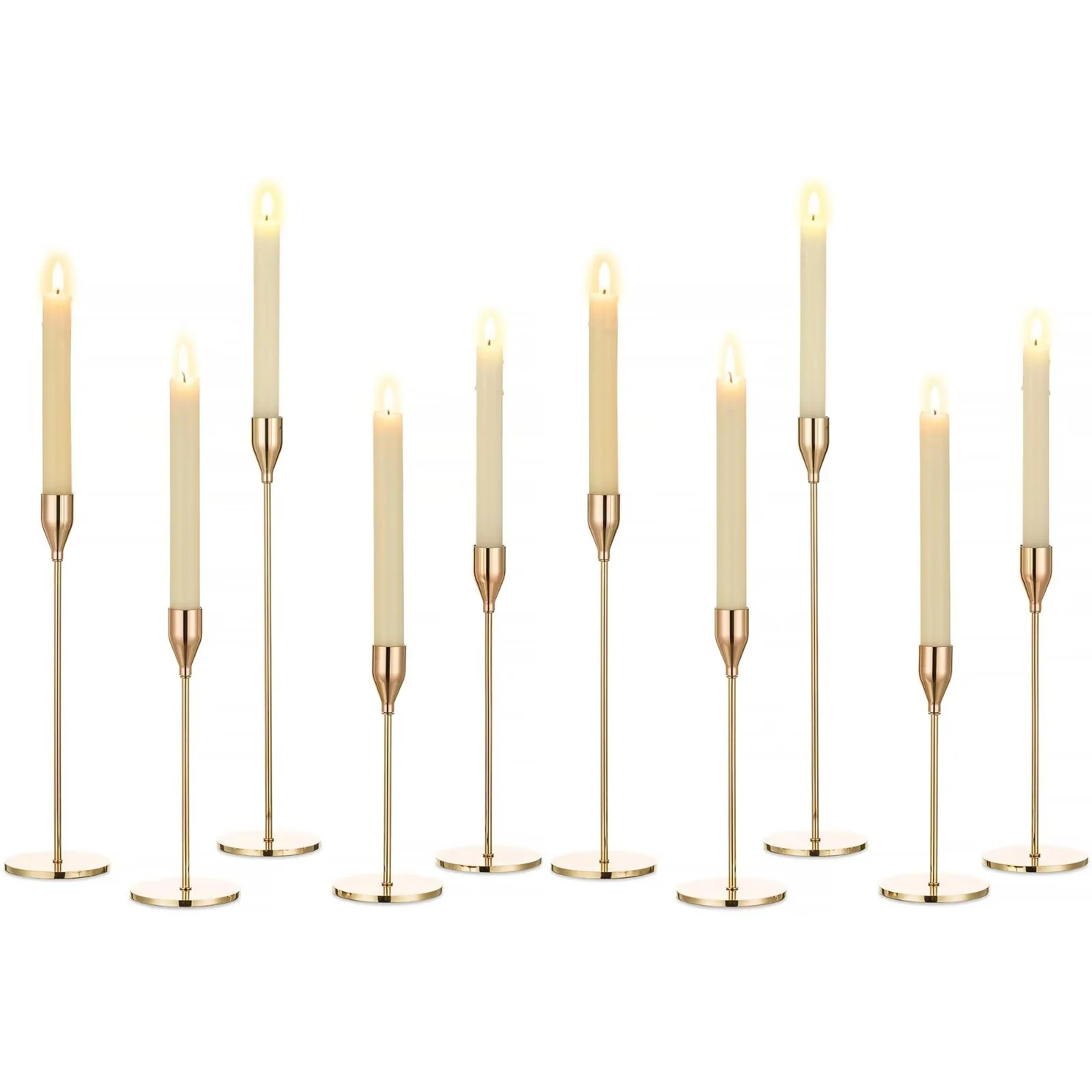 Gold Candlestick Holders Set of 10  Taper Candle Holder in Bulk for Wedding Table Centerpiece Dec... | Walmart (US)