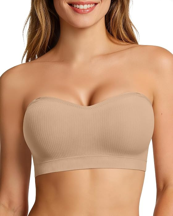 OEAK Womens Push Up Strapless Bras Wireless Bandeau Plus Size Seamless Bra | Amazon (US)