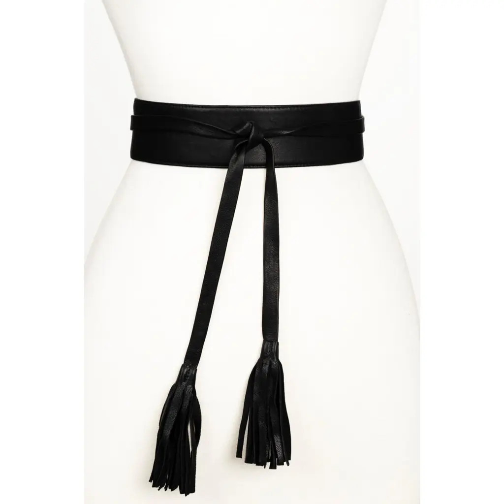 Raina Belts Wrap Leather Belt in Black at Nordstrom, Size Medium/large | Nordstrom