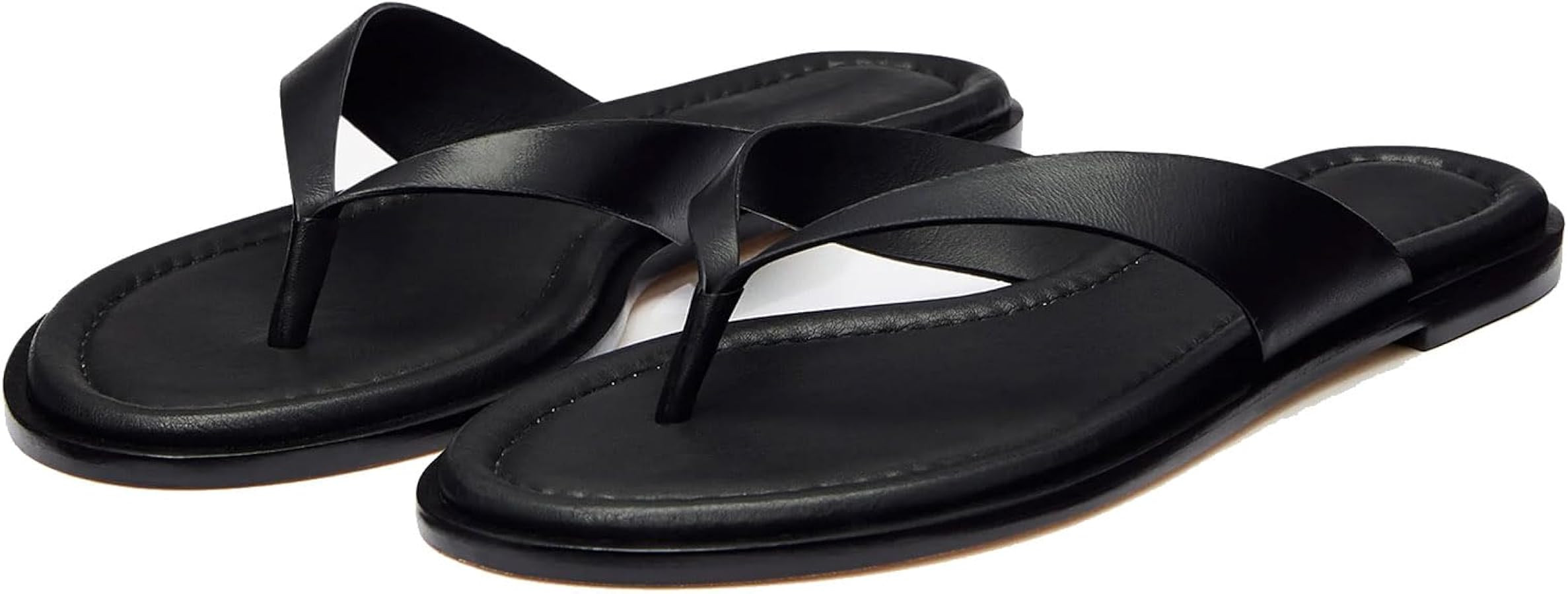 Flip Flop Slides Sandals Leather Thong Flats Sandals Cute Comfort Stappy Sandal Dressy Round Toe ... | Amazon (US)