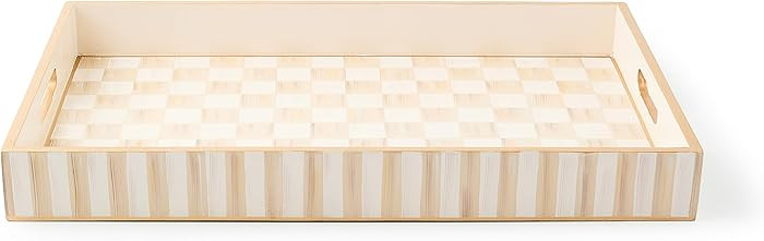 MACKENZIE-CHILDS Serving Tray, Decorative Food Tray for Entertaining, Brown-and-White Mocha Check | Amazon (US)