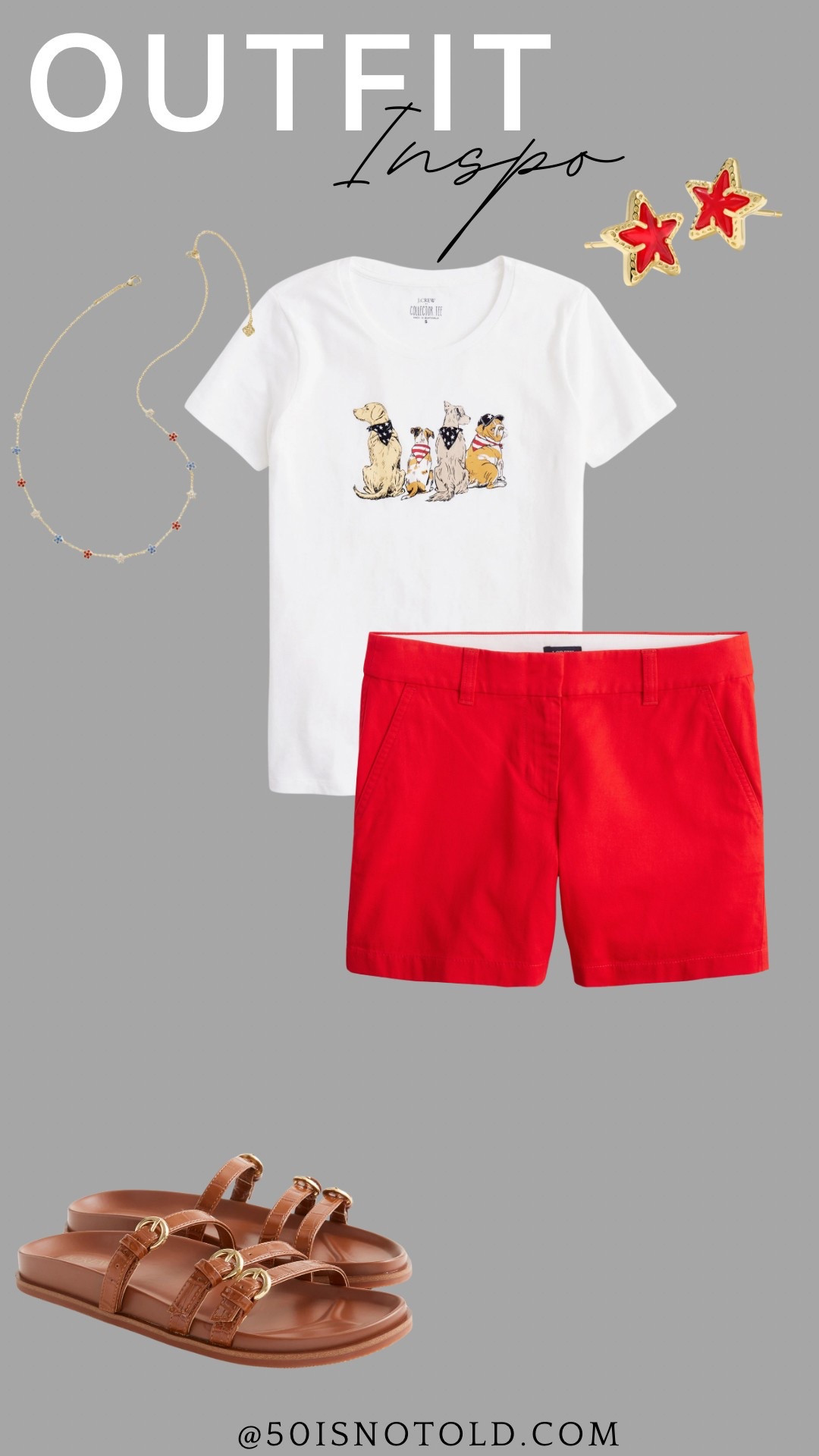 Memorial Day outfit inspo! This outfit would be perfect for Fourth of July or any day this Summer. Classic Summer sandals | USA | red, white and blue jewelry 

#LTKOver40 #LTKStyleTip #LTKSeasonal