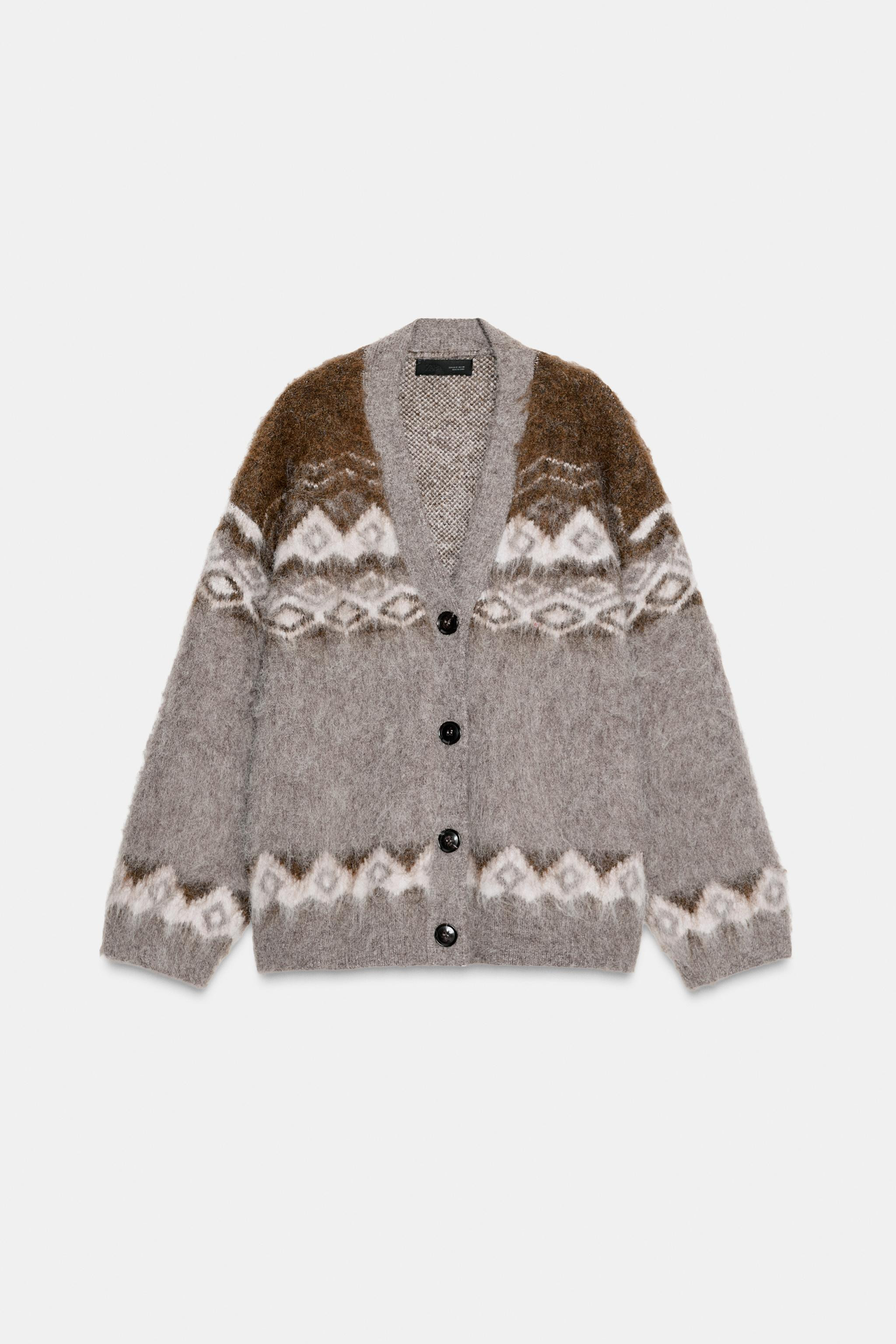 BRUSHED EFFECT JACQUARD CARDIGAN | Zara US
