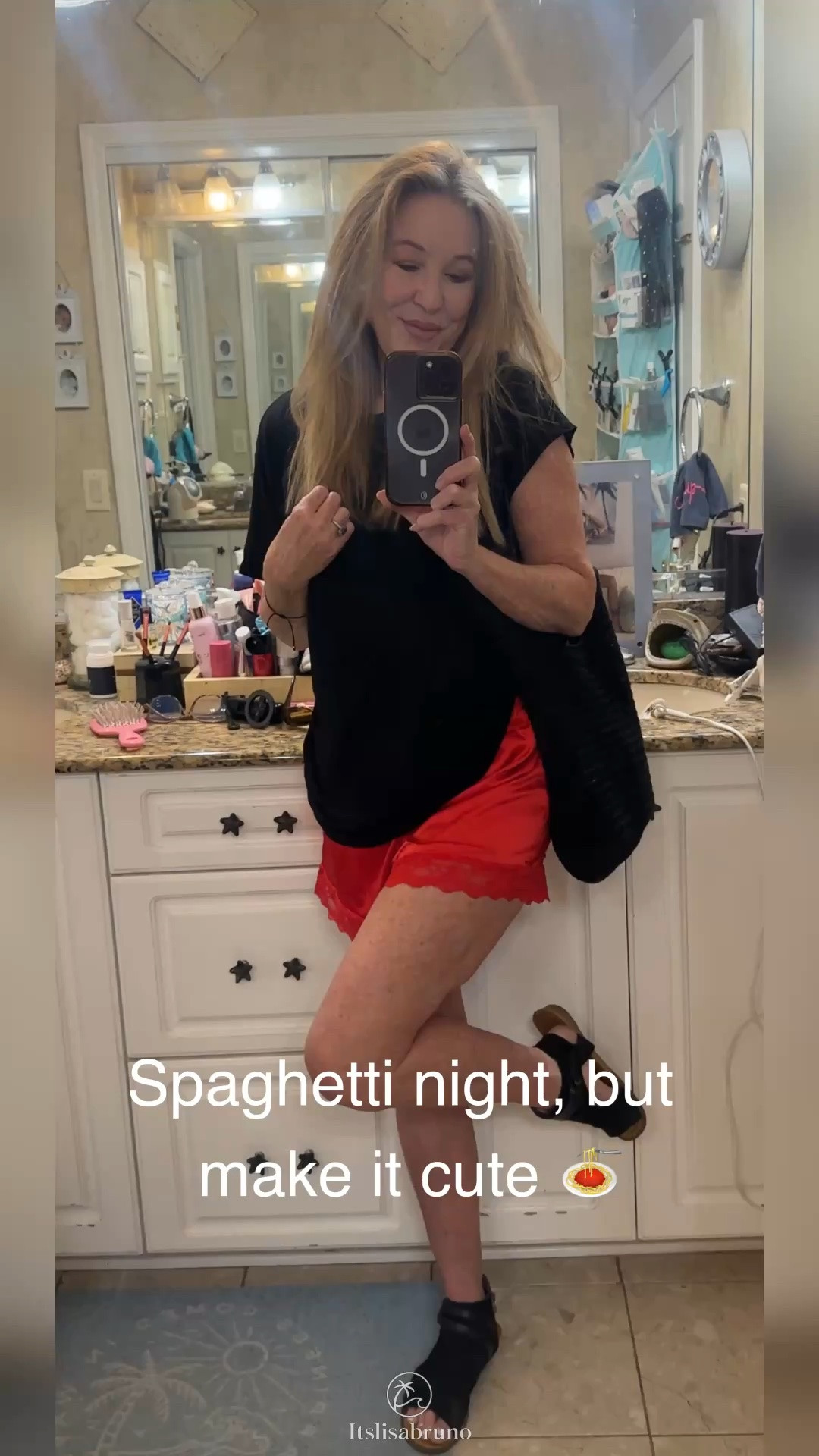 Dinner with my girl + her roommates 🍝❤️
Kept it casual but still wanted to feel cute — oversized boyfriend tee, red satin lace-trim shorts, Ray-Ban sunnies, crochet bag + my go-to black sandals.

A little comfy, a little sexy, very me. 😉

#LTK #LTKStyle #LTKCreator #LTKFashion #LTKFinds #WhatIWore #OOTD #OutfitInspo #CasualStyle #EverydayStyle #AmazonFashion #AmazonFinds #SummerOutfit #FashionInspo #StyleInspo

#LTKootd #LTKmomlife #LTKOver40