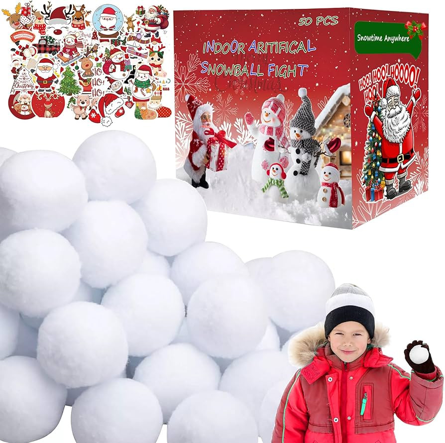 Artificial Snowballs 50 Pcs,Indoor Fake Snowball Fight Set for Kids,Christmas Decor,Indoor Snow B... | Amazon (US)