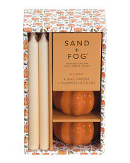 Set Of Taper Candles With Pumpkin Holders | TJ Maxx