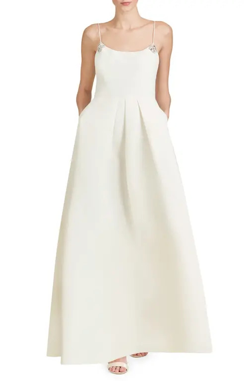 Sachin & Babi Gwen Rhinestone Accent Gown in Ivory at Nordstrom, Size 12 | Nordstrom
