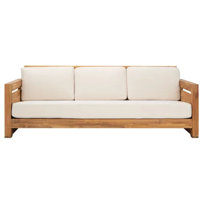 Brailon 83.5'' Wide Straight Teak Patio Sofa with Cushions | Wayfair North America