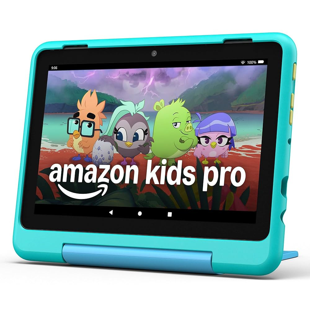 Amazon Fire HD 8 Kids Pro tablet (newest model), ages 6-12. Bright 8" HD screen, includes ad-free content, parental controls, 13-hr battery, slim case for older kids, 32GB, Hello Teal | Amazon (US)