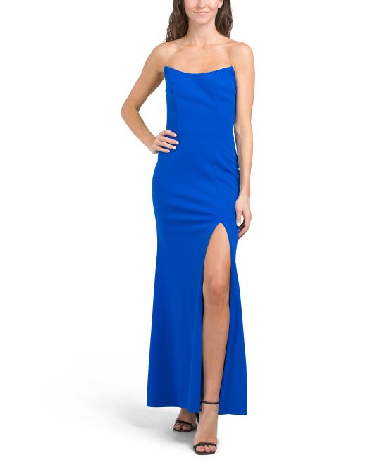 Made In Usa Strapless Gown With Slit | TJ Maxx