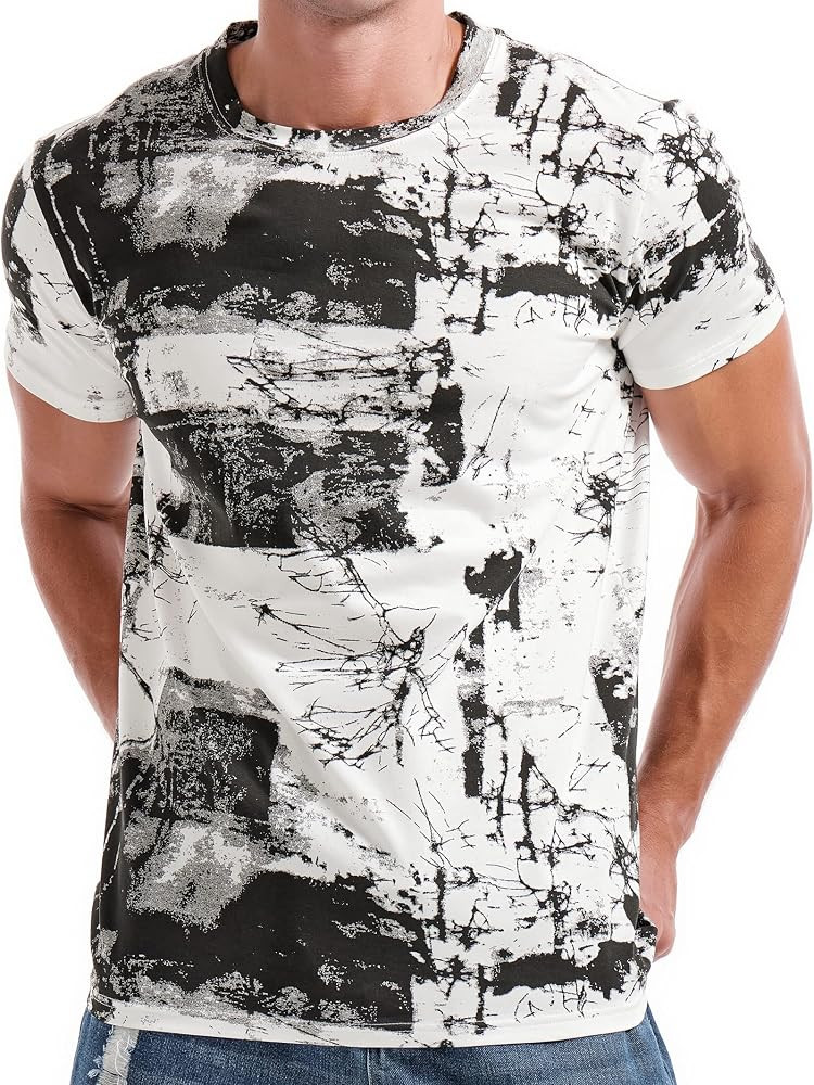 KLIEGOU Mens Hipster Hiphop Tees - Fashion Print T-Shirts | Amazon (US)