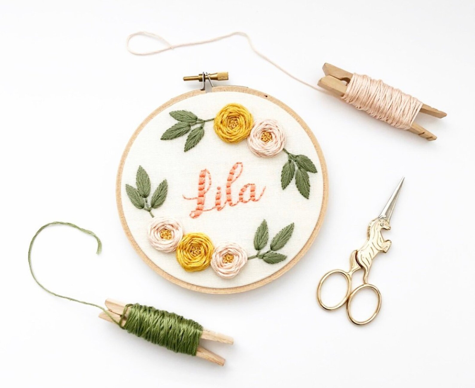 Name Embroidery Art - Nursery Embroidery Hoop Art - Hand Embroidered - Monogram Initial | Etsy (US)