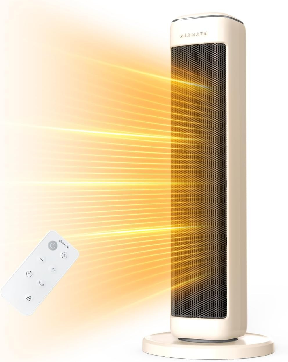 25" Space Heaters For Indoor Use Large Room, Electric Heaters For Indoor Use with Thermostat, Oscillating Room Heaters with Timer, Remote Control, Overheat Protection Tower Heater for Bedroom (Beige) | Amazon (US)