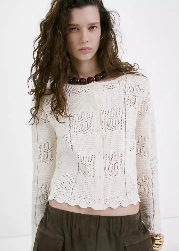Knit cardigan with lace design | Mango (US/MX/AU)