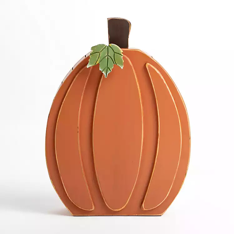 Orange Carved Wood Pumpkin, 20 in. | Kirkland's Home