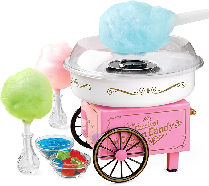 Nostalgia Vintage Cotton Candy Machine - Countertop Cotton Candy Maker With 2 Reusable Cones & 1 ... | Amazon (US)