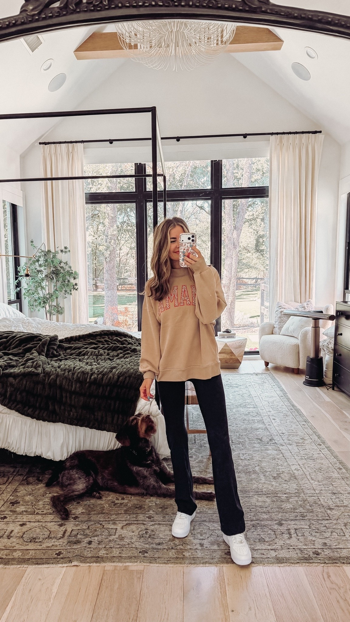 size small in my sweatshirt!! I would size up for a cozy or fit, use code amber for a discount ￼

#LTKootd #LTKmomlife