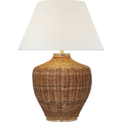 Evie Large Table Lamp in Natural Wicker with Linen ShadeVisual Comfort | Visual Comfort