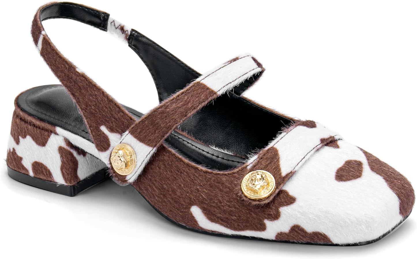 Slingback Mary Jane Heels for Women Low Block Heel Closed Square Toe Pump Shoes Heels Classic Dai... | Amazon (US)