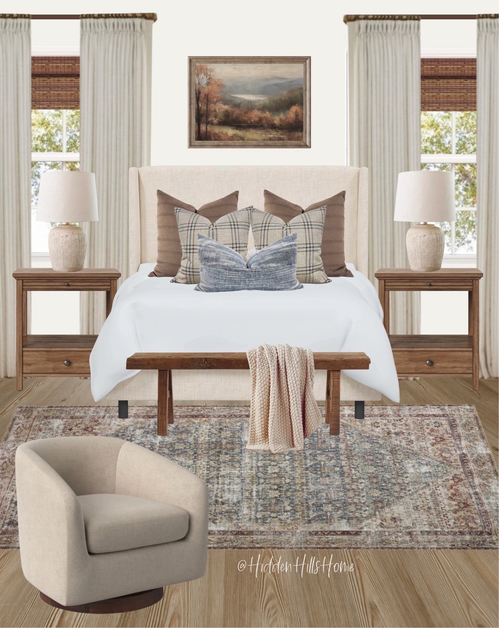 Master bedroom mood board, primary bedroom design ideas, bedroom decor ideas, master bedroom mood board inspo, modern transitional primary bedroom #bedroom