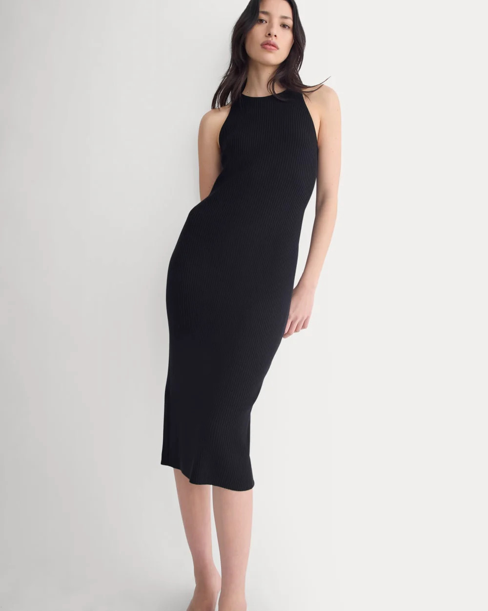 Cutaway Ribbed Midi Dress | Black | Everlane