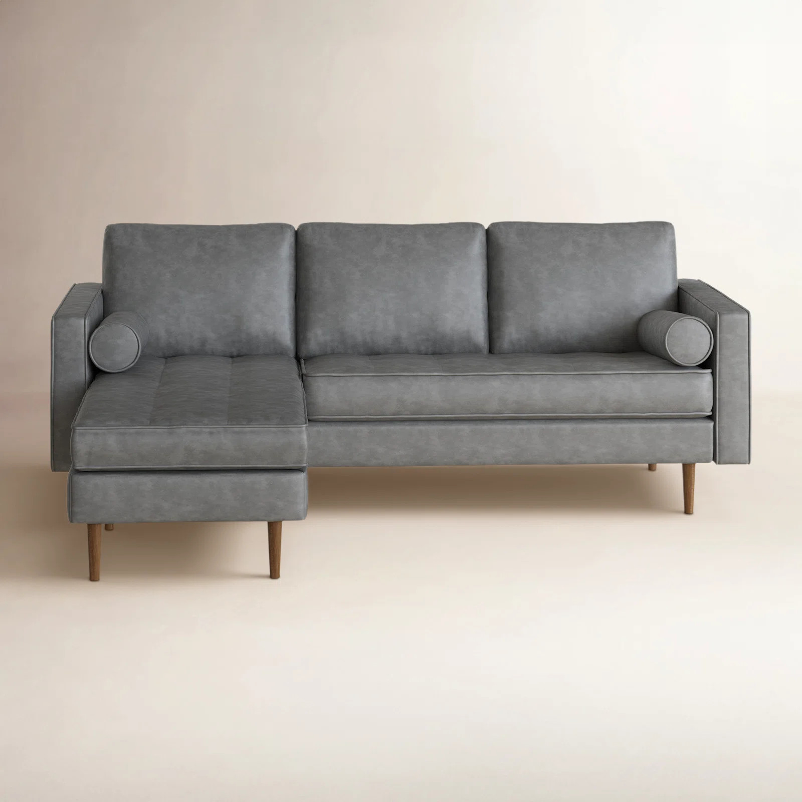 Geo 84" Wide Vegan Leather Reversible Modular Sofa & Chaise | Wayfair North America