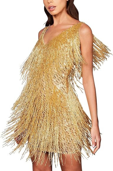 Women's Cocktail Dresses Flapper Dresses 20s Gatsby with All-Over Fringe Mini Dresses Feather Pro... | Amazon (US)