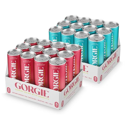 GORGIE Watermelon - Paradise Punch Bundle, Sugar-Free Natural Energy Drink Sparkling, Healthy Energy Drinks - Green Tea, Biotin, B Vitamins, Vegan, & Low Calorie (2 Packs of 12) | Amazon (US)