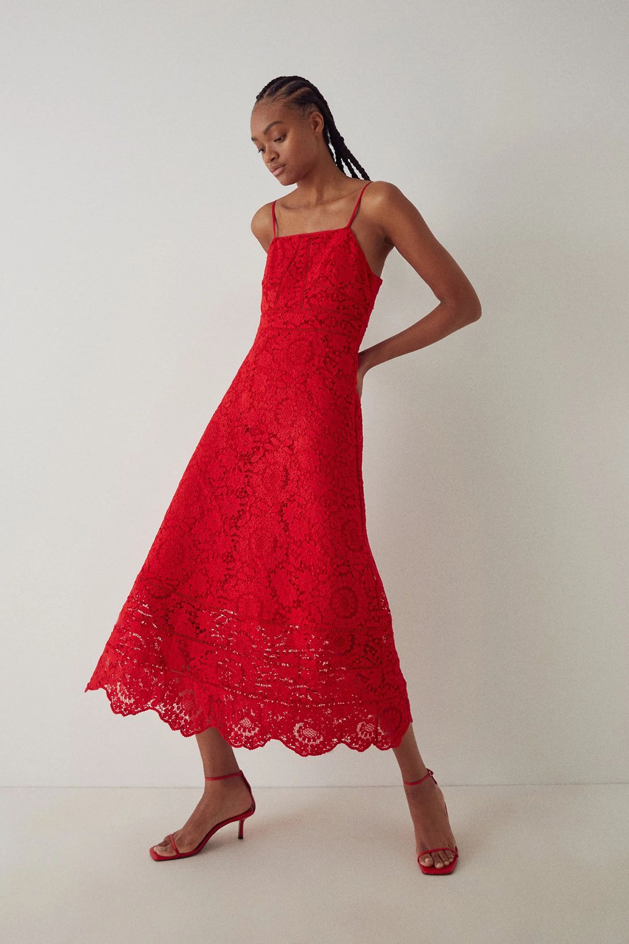 Lace Strappy Maxi Dress | Warehouse UK & IE