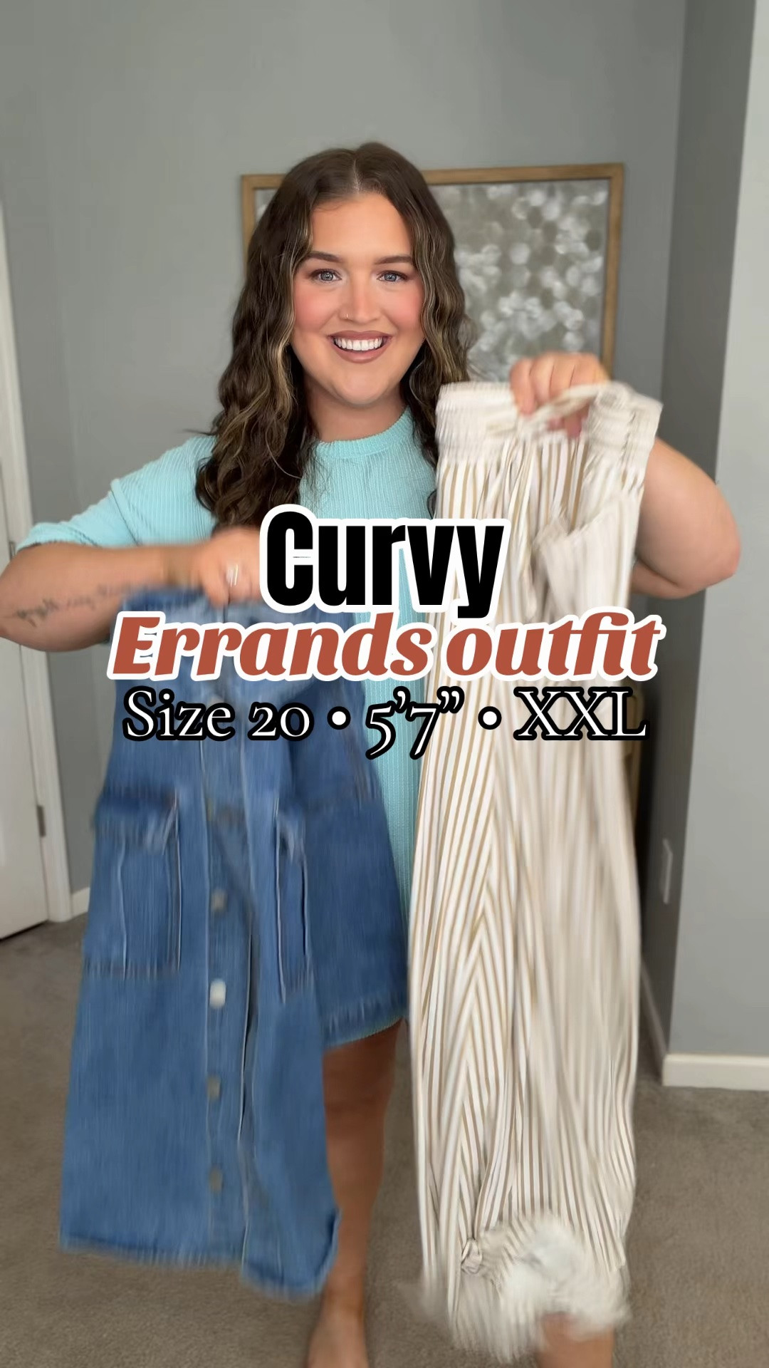 Amazon plus size casual everyday outfit inspo 🤍👜✨ Boxy denim top + soft stretchy striped pants for a comfy but put together look perfect for errands. Size XXL top 2X bottoms

#LTKgrwm #LTKPlusSize #LTKootd