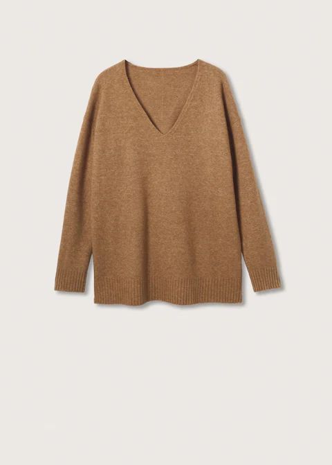 V-neck knit sweater | MANGO (UK)